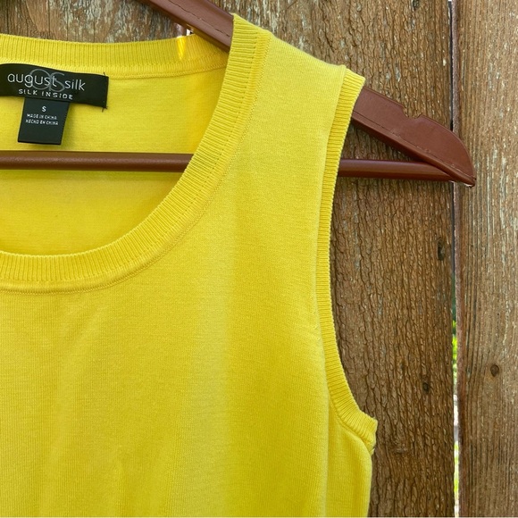 AUGUST SILK Women’s Yellow Crew Neck Tank Top Sleeveless Knit Size Small - Picture 4 of 11